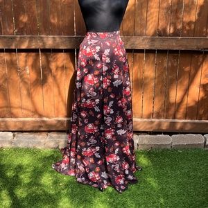 Forever 21 Maroon Floral Maxi Skirt - Size M